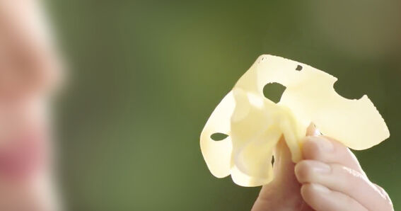 Käse hauchdünn von GOLDSTEIG in einer Hand