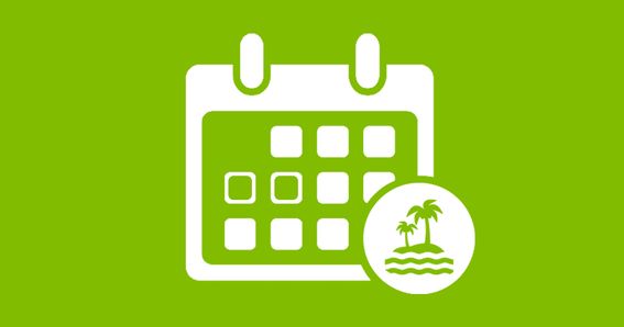 GOLDSTEIG als Arbeitgeber: Weißer Kalender, wo zusätzliche Urlaubstage eingezeichnet sind, auf grünem Hintergrund