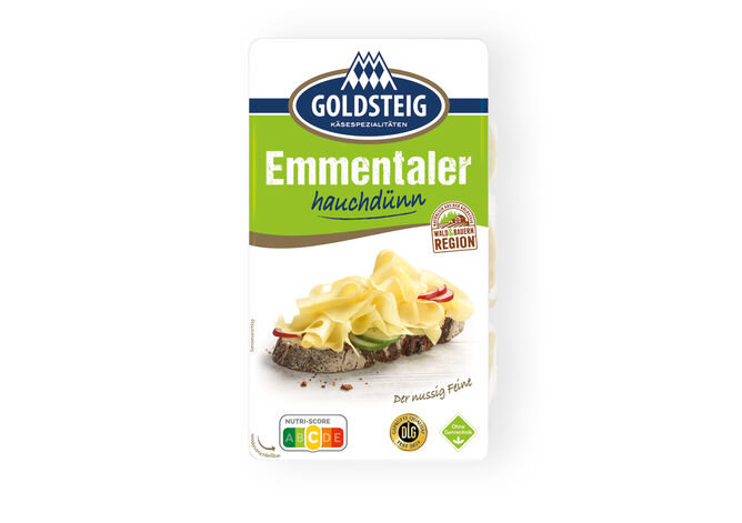 Emmentaler hauchdünn von GOLDSTEIG in Verpackung 