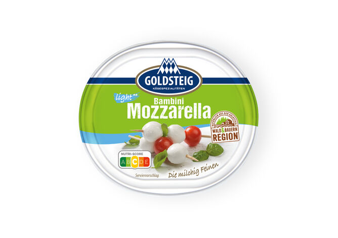 Bambini Mozzarella light von GOLDSTEIG in 125g Verpackung 
