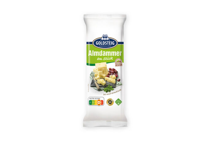 Almdammer am Stück von GOLDSTEIG in 250g Verpackung