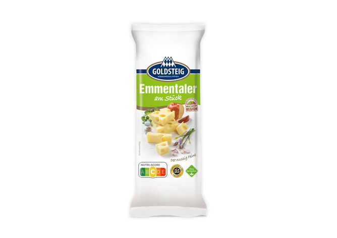 Emmentaler am Stück von GOLDSTEIG in 250g Verpackung