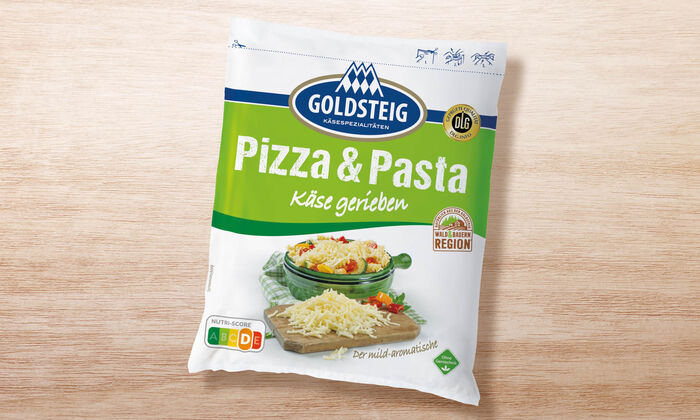 Pizza & Pasta-Käse von GOLDSTEIG in Verpackung