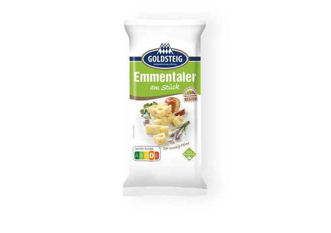 Emmentaler am Stück von GOLDSTEIG in 400g Verpackung