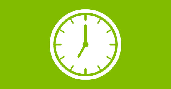 GOLDSTEIG als Arbeitgeber: Weiße Uhr auf grünem Hintergrund